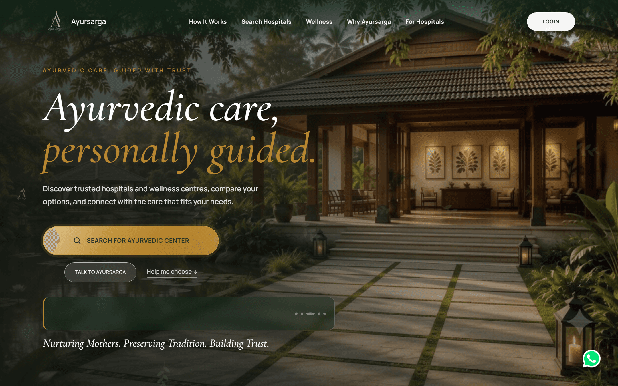 Ayursarga Ayurvedic healthcare platform homepage